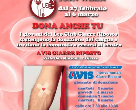 DONAZIONE SANGUE COL SUPPORTO DEI LEO GIARRE-RIPOSTO