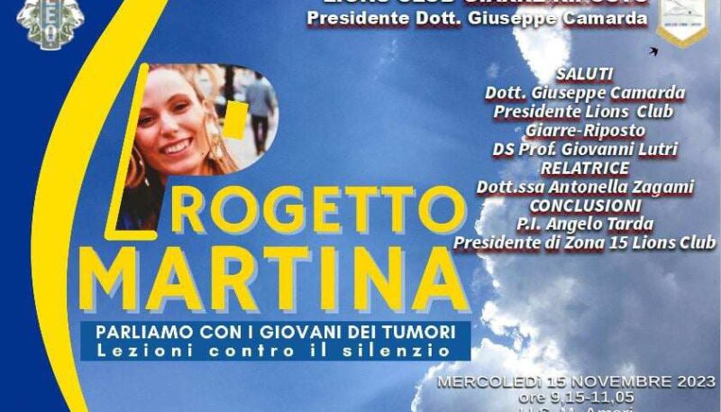 “PROGETTO MARTINA” IL 13 A LINGUAGLOSSA