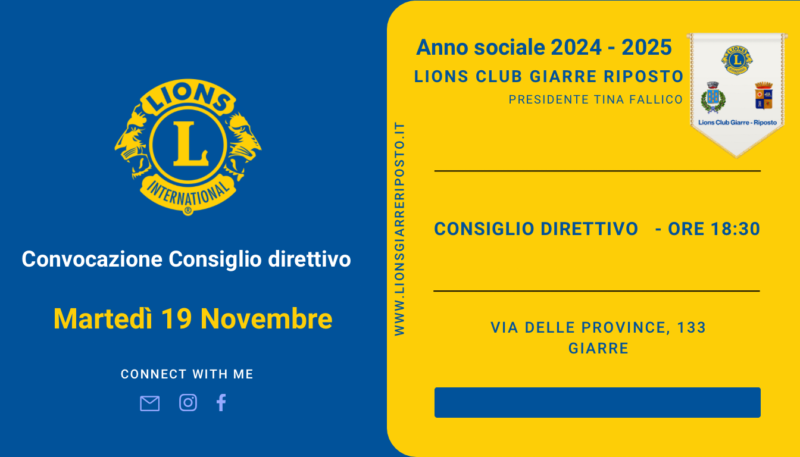 Convocazione consiglio direttivo del 17 novembre.