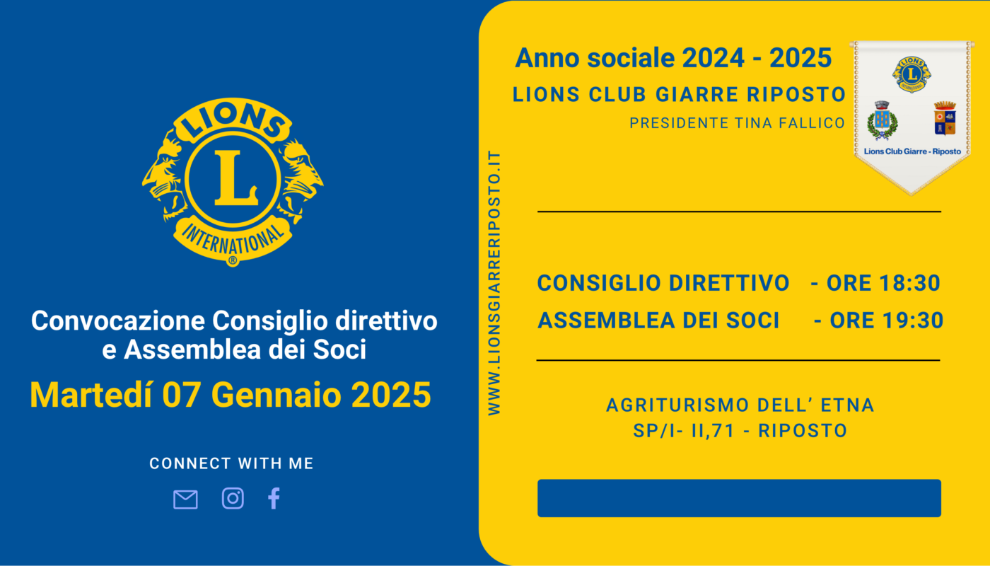 Convocazione Consiglio direttivo e Assemblea dei Soci del 08 Gennaio 2025